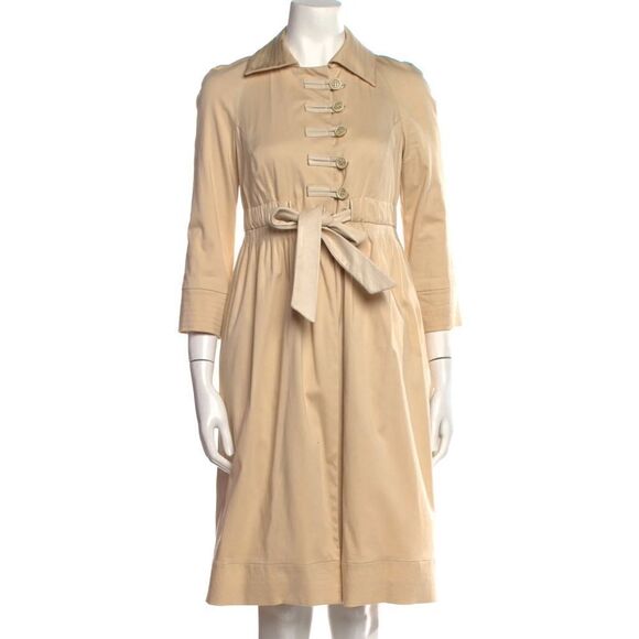 Diane Von Furstenberg Women’s Tan Tie Waist Trench Coat Size 2 - Picture 1 of 13